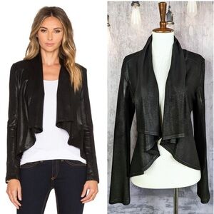 Krisa Coated Draped Cotton Moto Cardigan Jacket